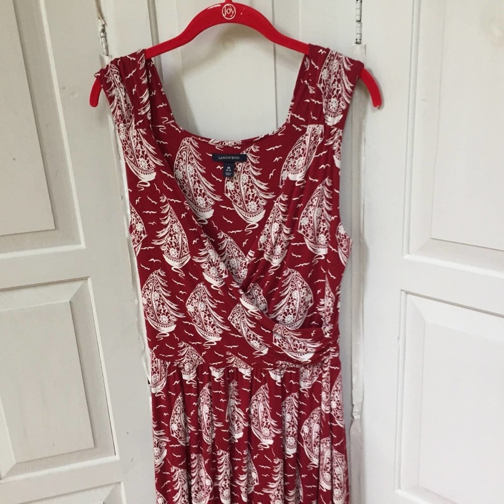 Lands' End Red & White Sailboat Print Dress - Picture 11 of 16
